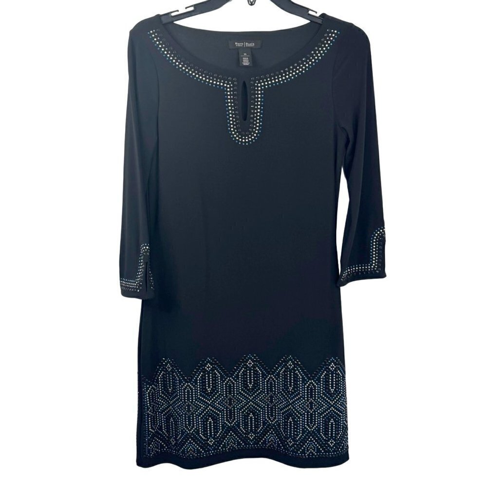 White House Black Market Stretch 3/4 Sleeve Lined Shift Dress Women's XS EUC